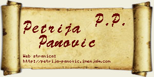 Petrija Panović vizit kartica